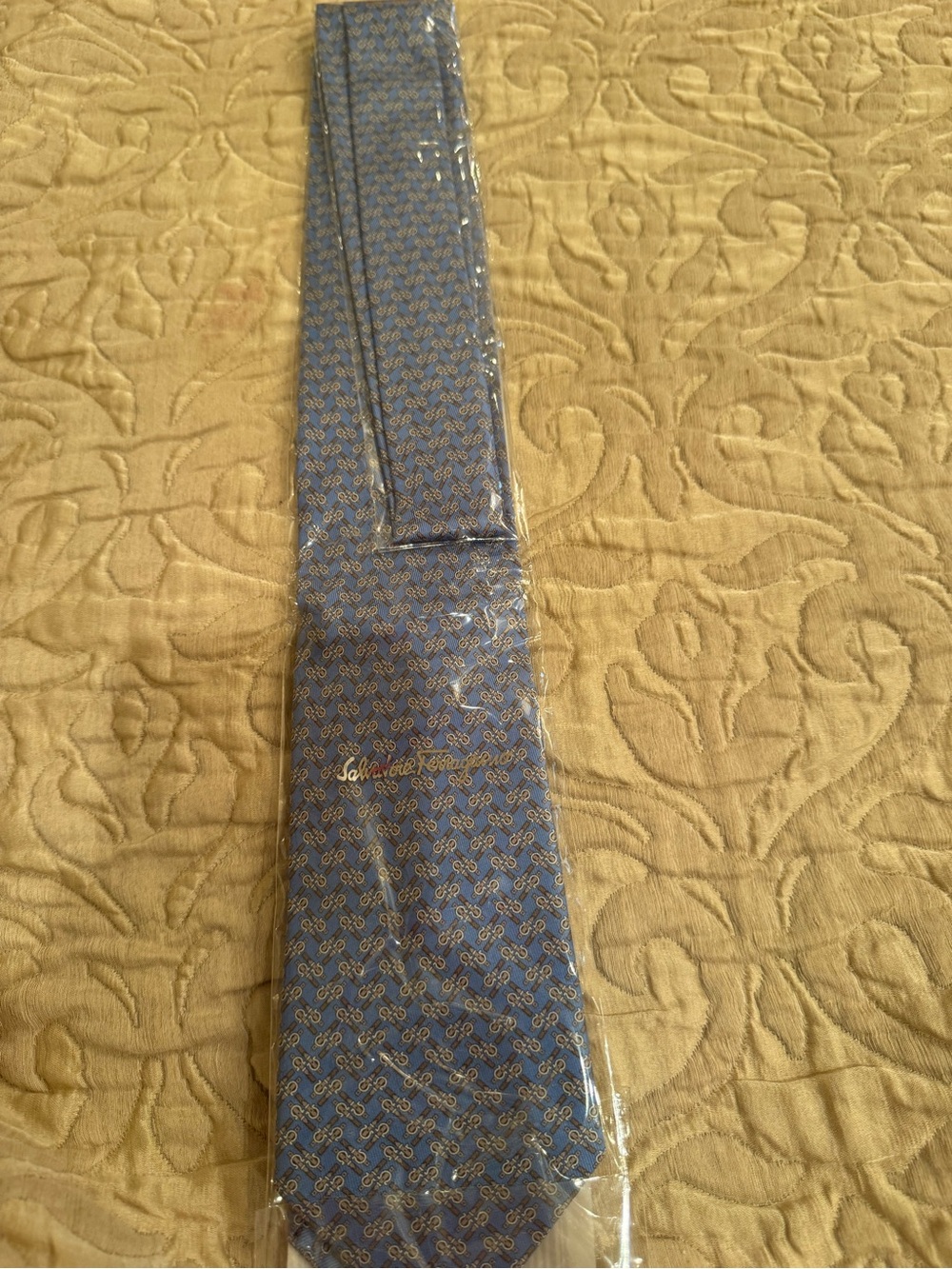 Salvatore Ferragamo Blue Geometric Pattern Men's Tie